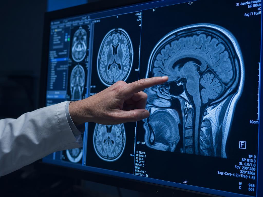 Doctor reviewing a brain MRI scan