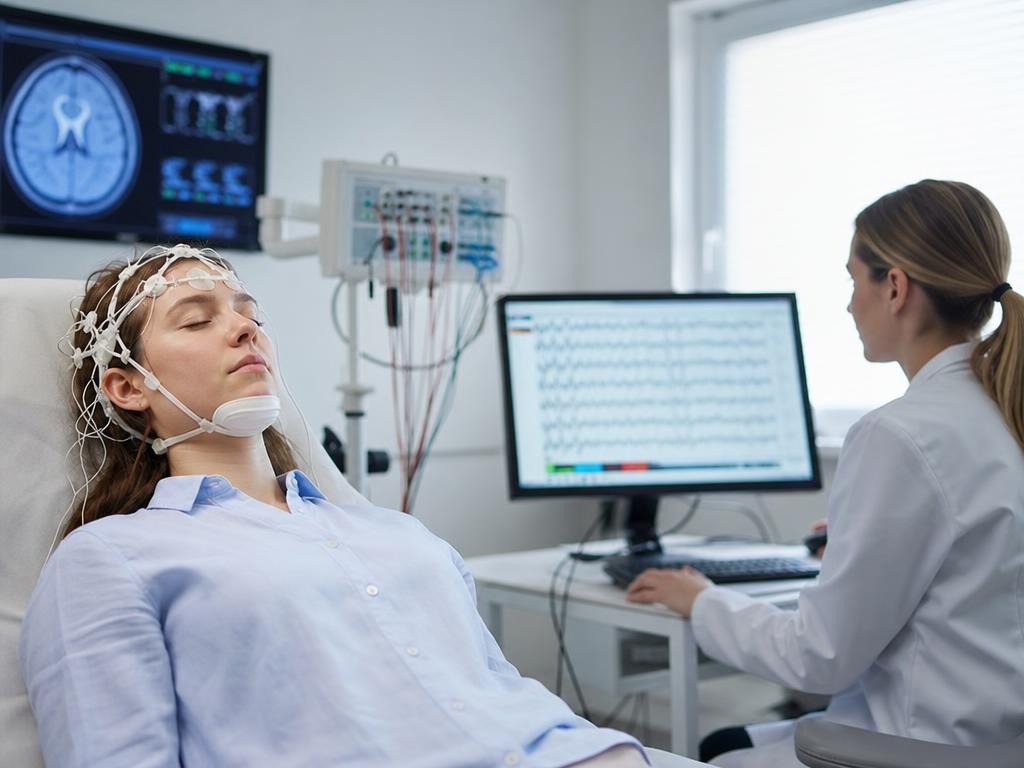 Patient undergoing EEG testing at CONA
