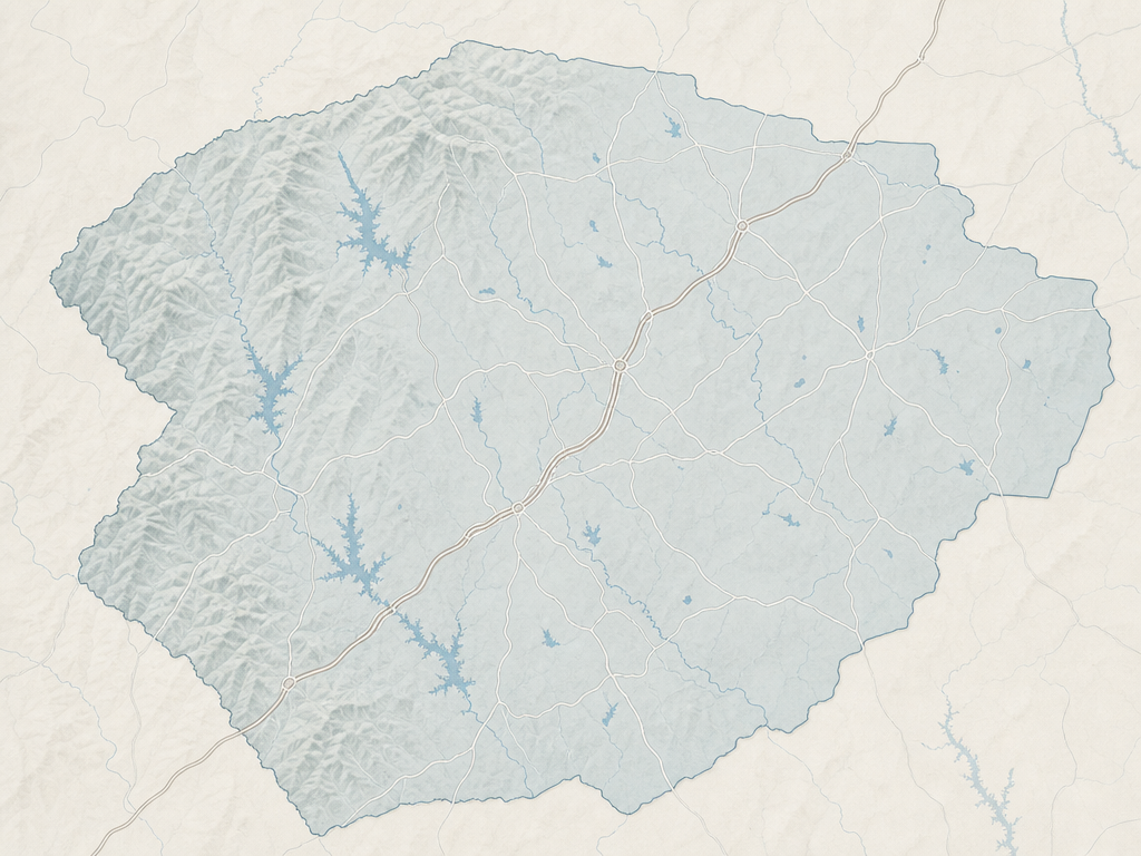 Illustrated map of Upstate South Carolina with CONA clinic locations